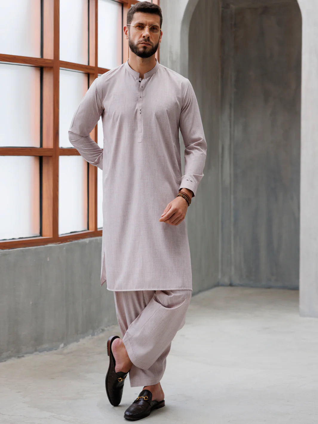 Almirah Light Peach Blended Kameez Shalwar-AL-KS-3160 gulbuy.com
