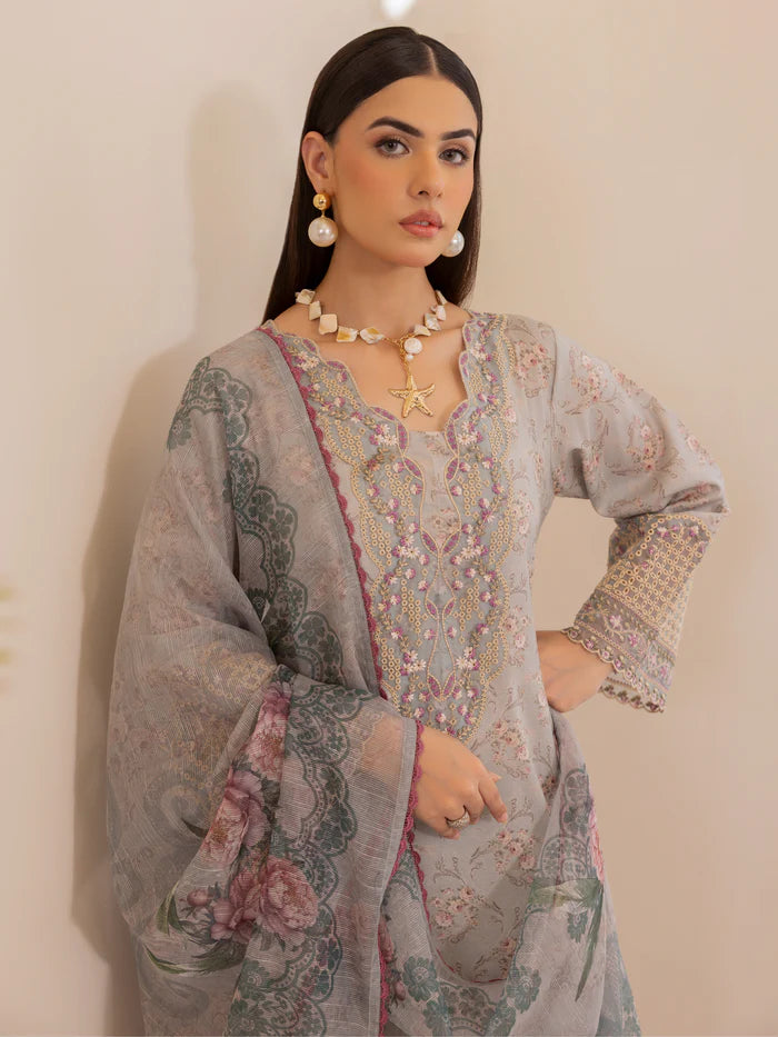 Mohagni 3Pc Embroidered Jet Lawn Suit LP-01 gulbuy.com