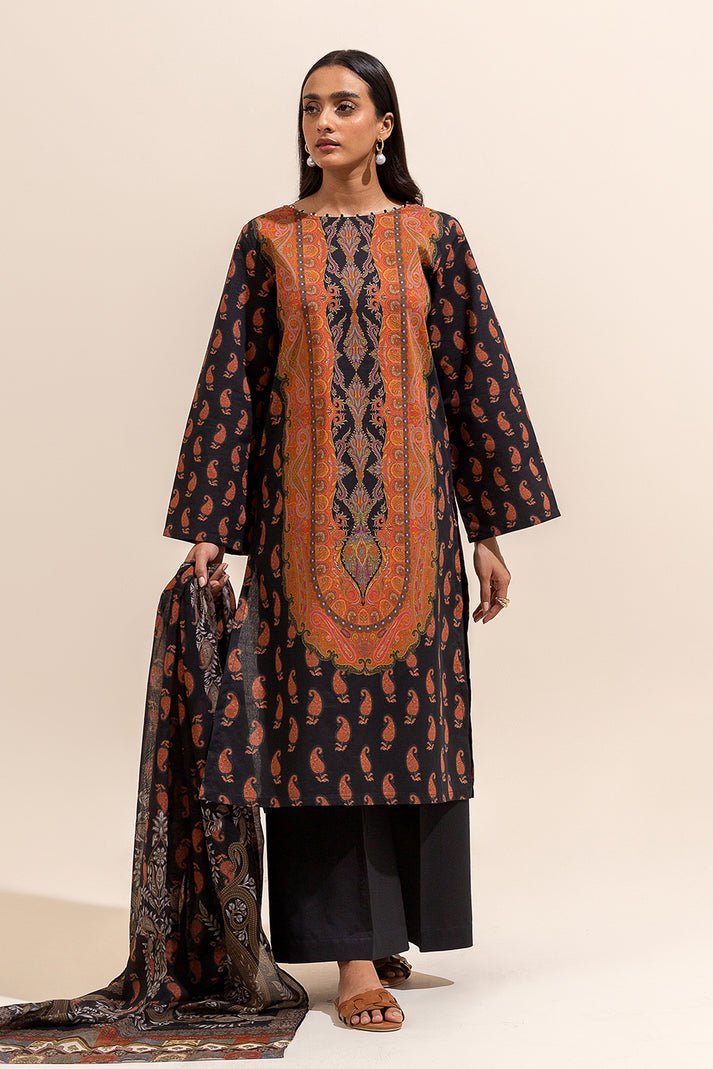 Beechtree 3Pc Printed Lawn Suit (MB12403UN005611-BLACK)