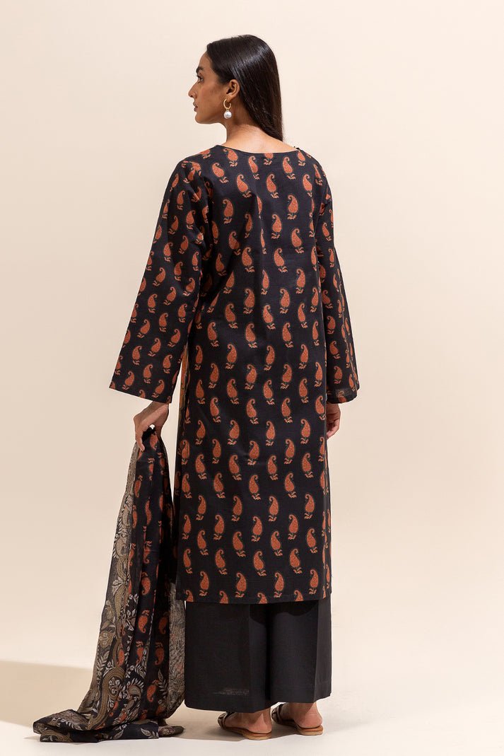 Beechtree 3Pc Printed Lawn Suit (MB12403UN005611-BLACK)