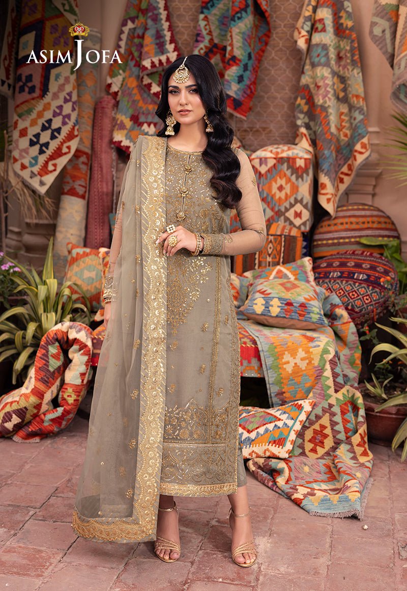ASIM JOFA 3 PIECE EMBROIDERED ORGANZA SUIT (AJEM-17)