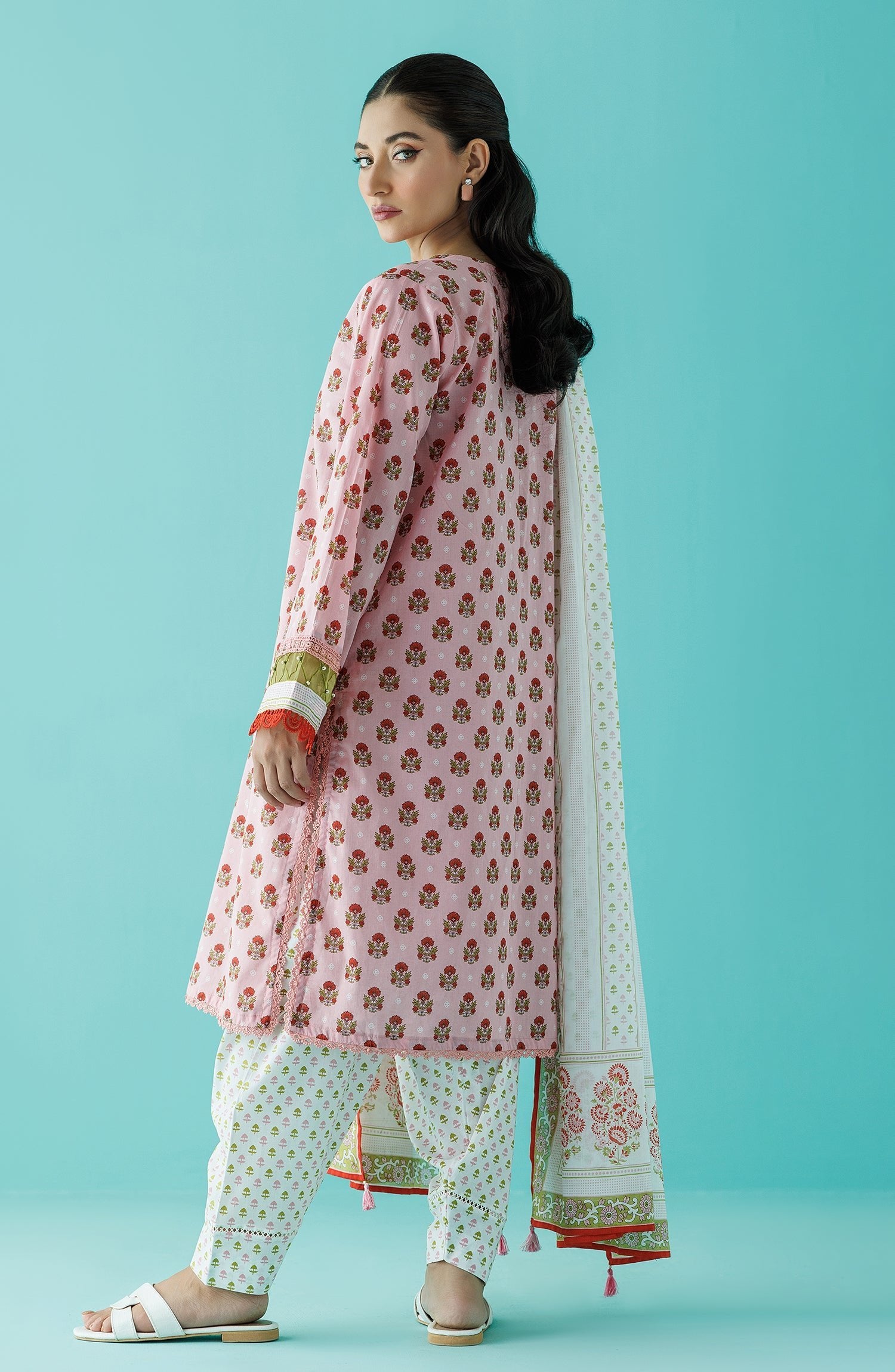 Orient 3 Piece Printed Lawn Suit (OTL-24-197/S-PINK)