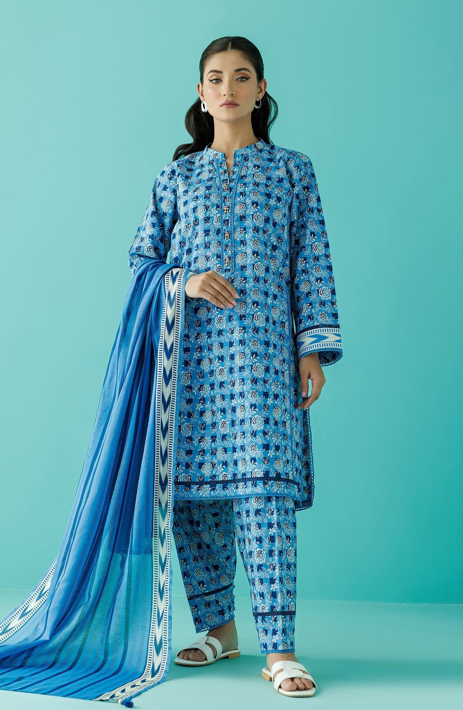 Orient 3 Piece Printed Lawn Suit (OTL-24-220/S-ICE-BLUE)