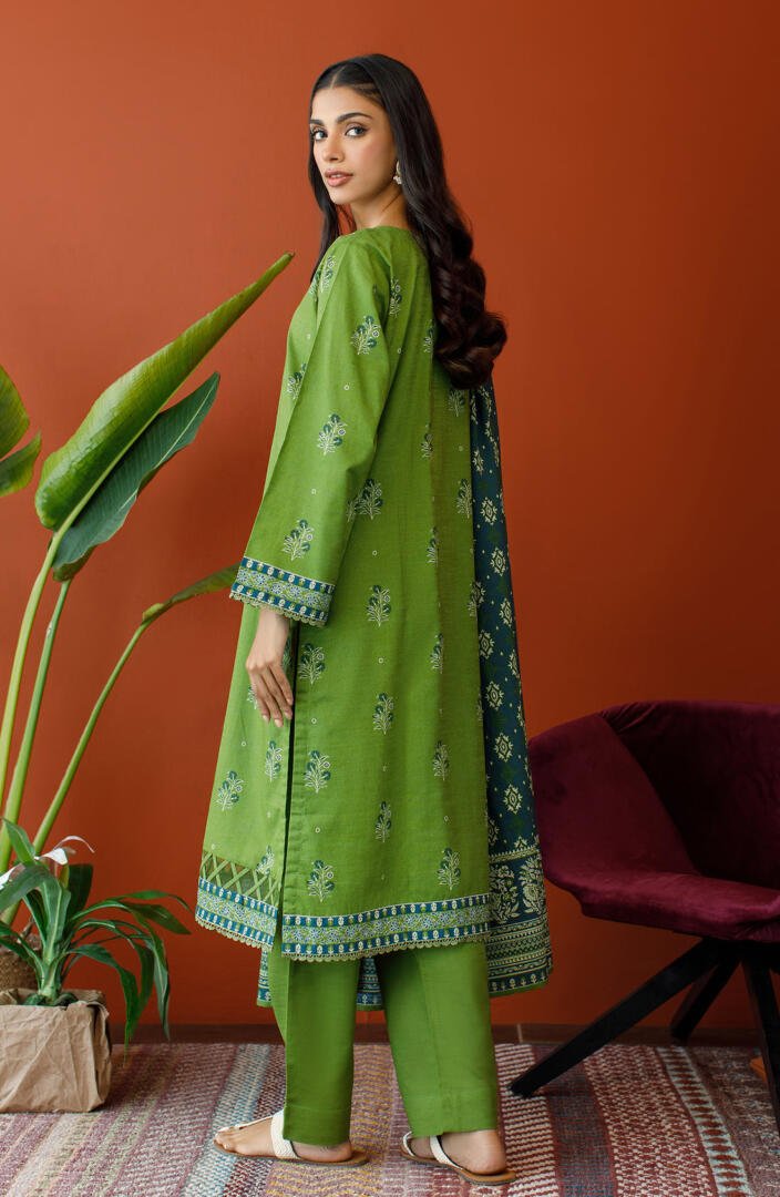 Orient 3 Piece Embroidered Khaddar Suit (OTL-23-245/U L.GREEN)