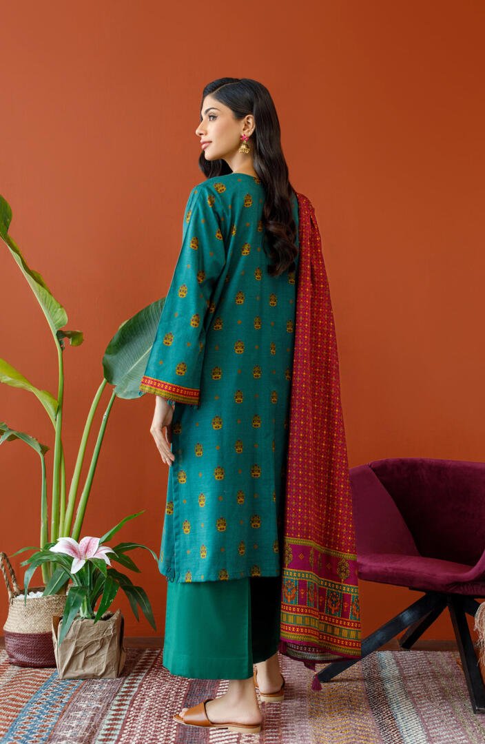 Orient 3 Piece Embroidered Khaddar Suit (OTL-23-265/U-GREEN)