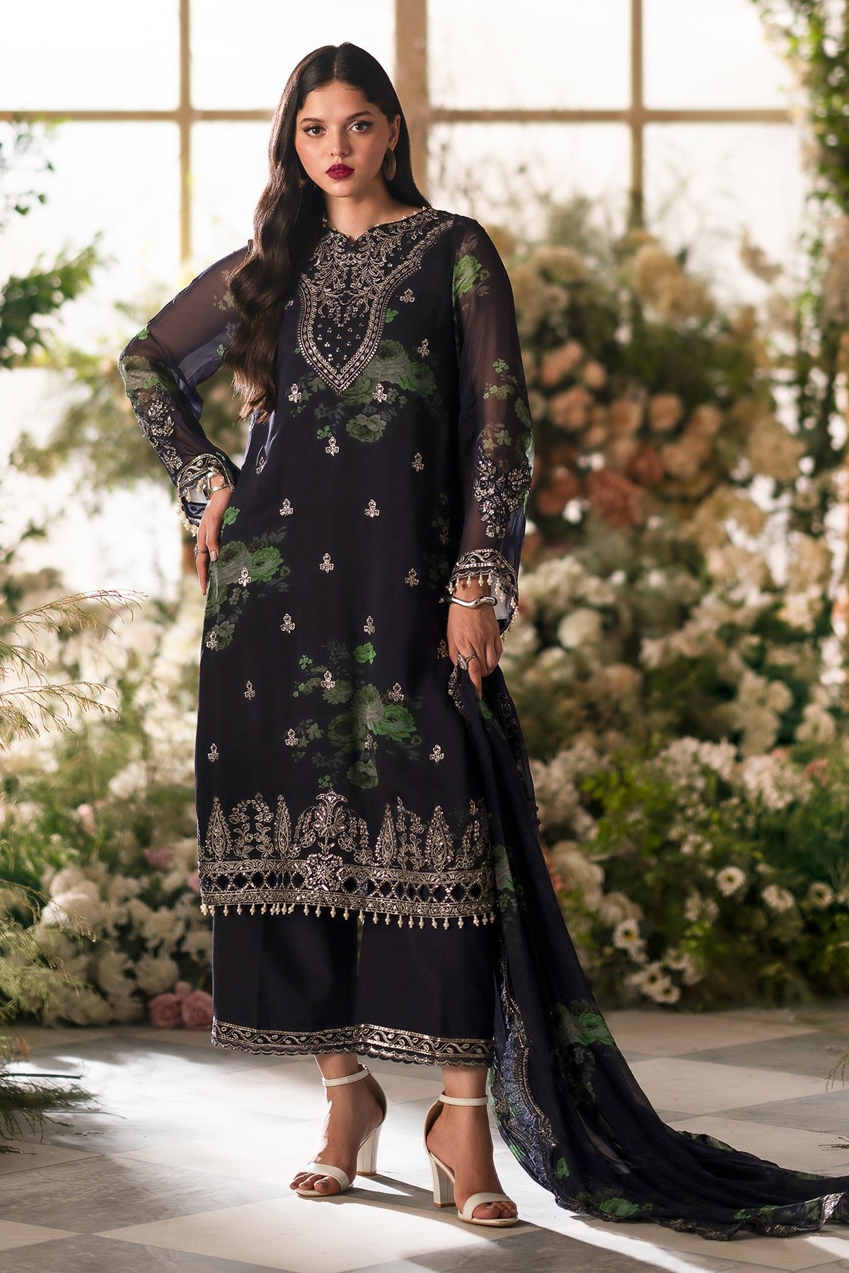 Charizma 3 Piece Embroidered Chiffon Suit (VSL5-07)