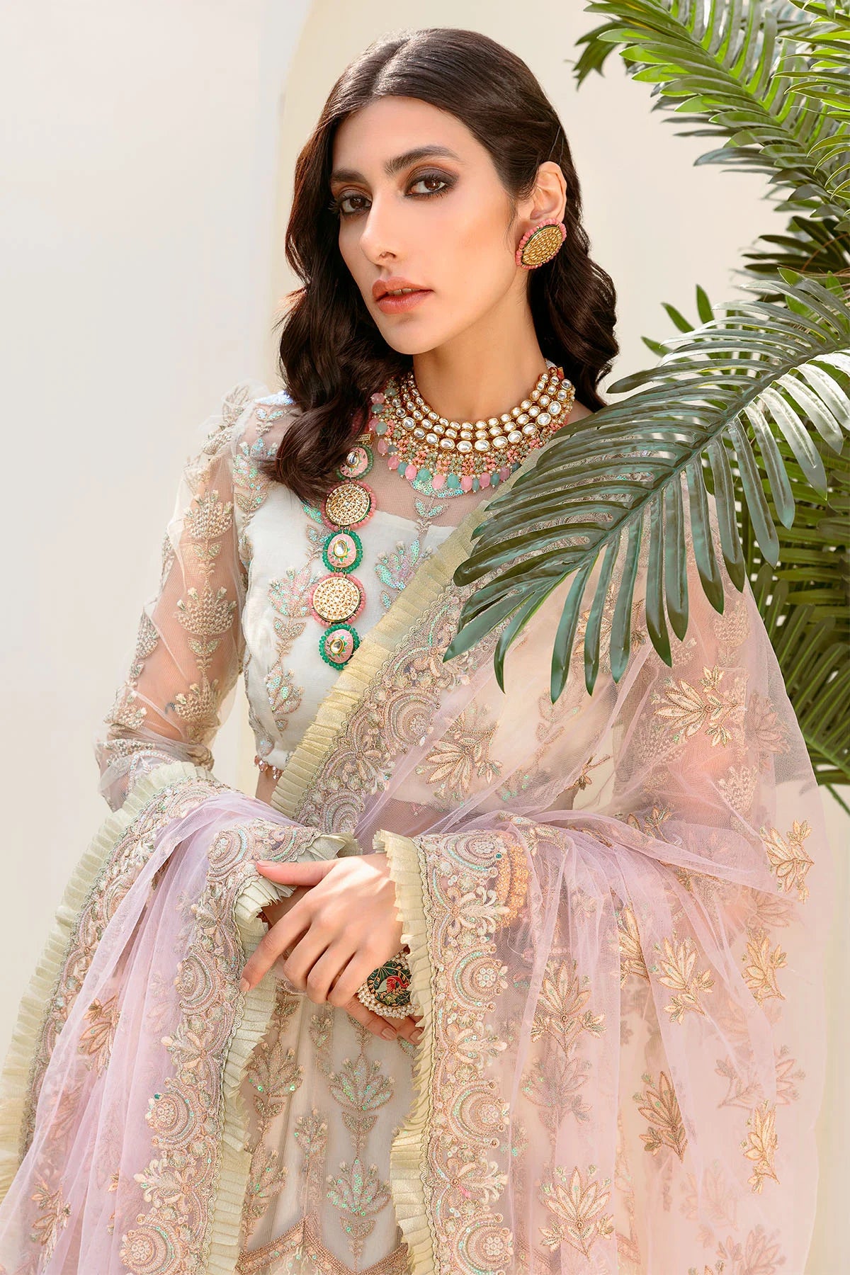 Motifz 3Pc Embroidered Silk Net Suit 3186-PINK-SALT gulbuy.com
