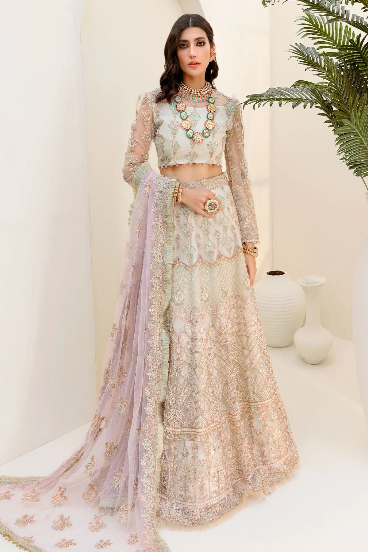 Motifz 3Pc Embroidered Silk Net Suit 3186-PINK-SALT XL gulbuy.com