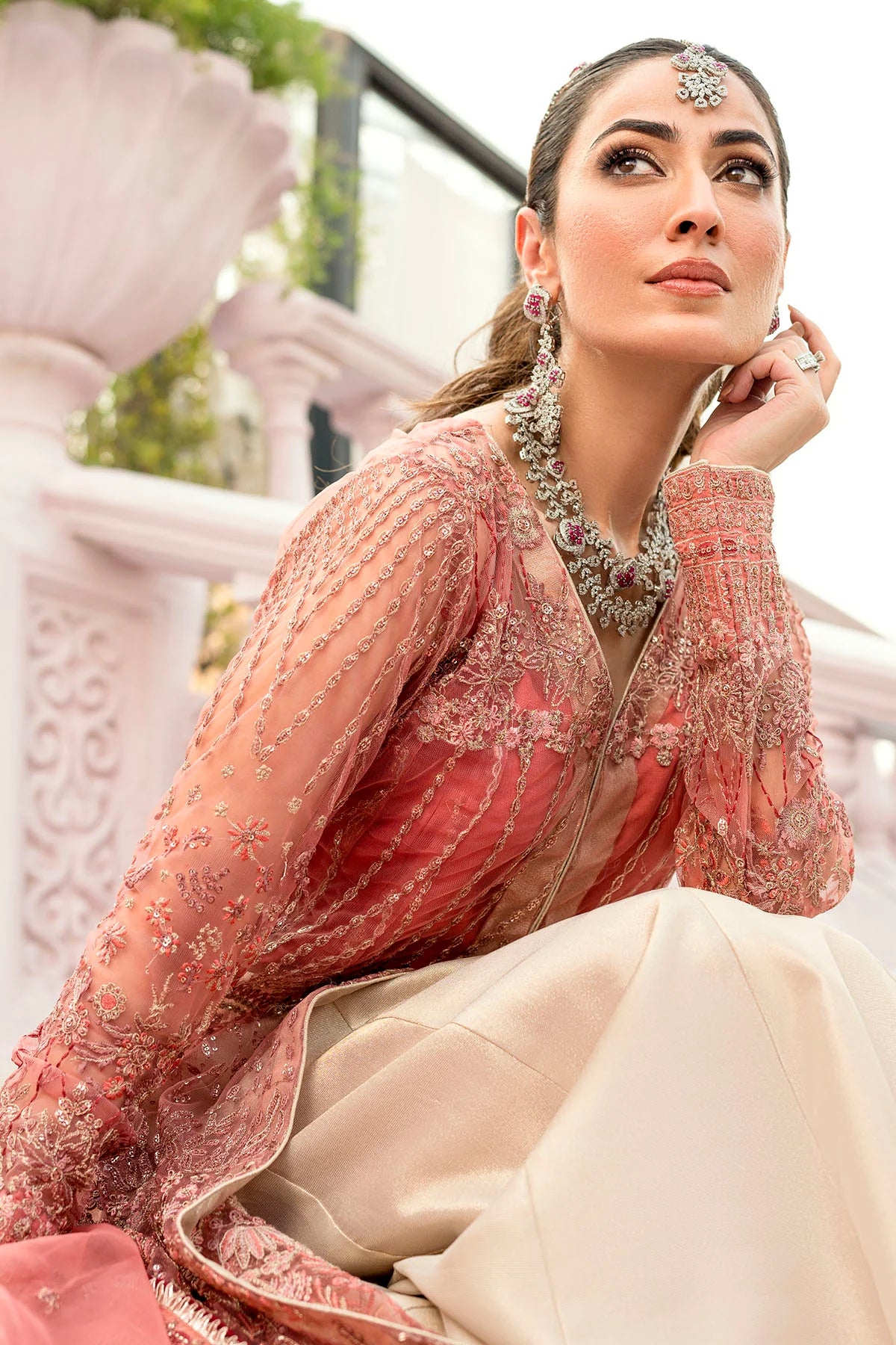 Motifz 3Pc Embroidered Silk Net Suit 4114-AVLEY gulbuy.com