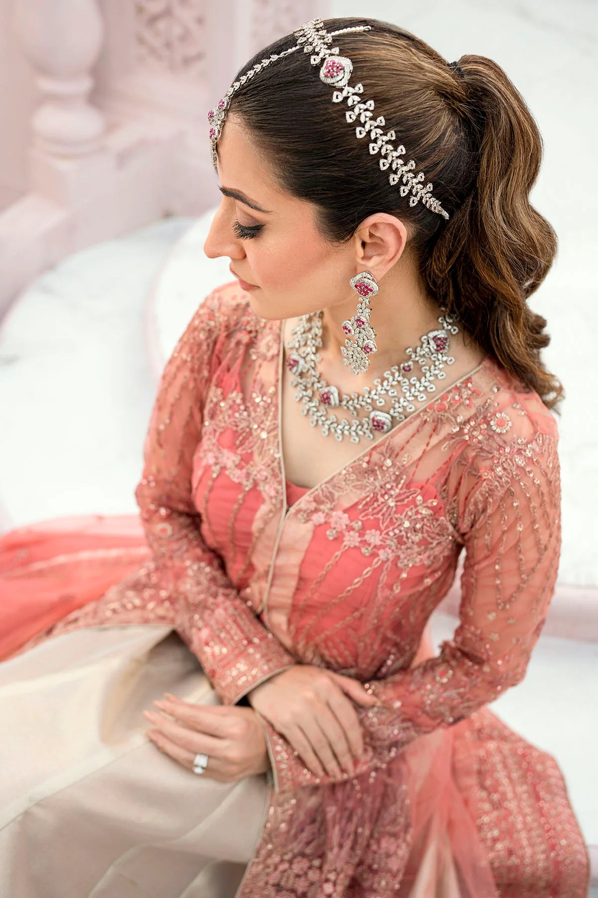 Motifz 3Pc Embroidered Silk Net Suit 4114-AVLEY gulbuy.com