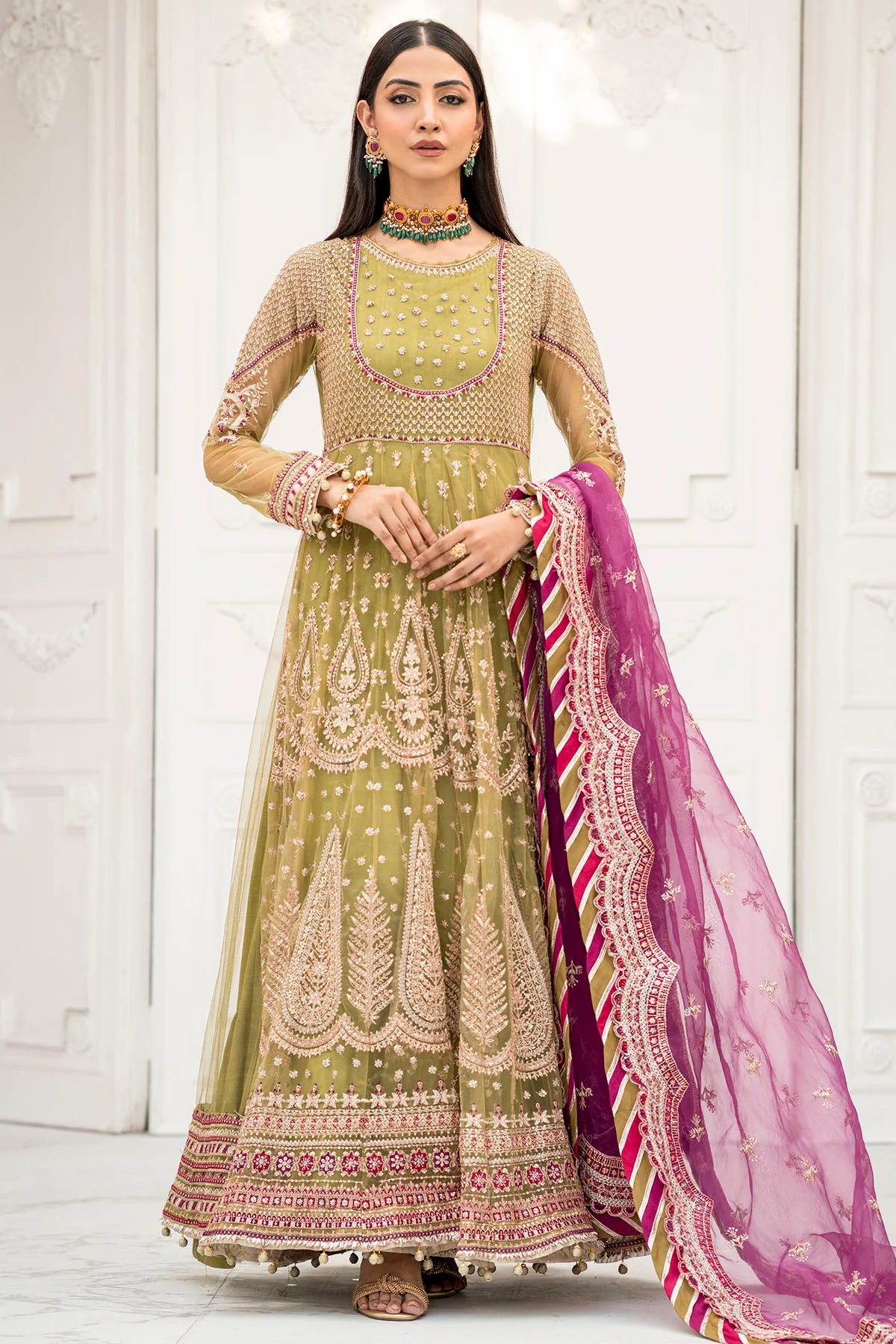 Motifz 3Pc Embroidered Silk Net Suit 4115-ELLA XL gulbuy.com