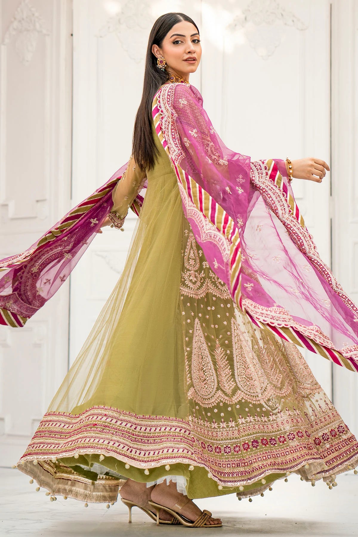 Motifz 3Pc Embroidered Silk Net Suit 4115-ELLA gulbuy.com