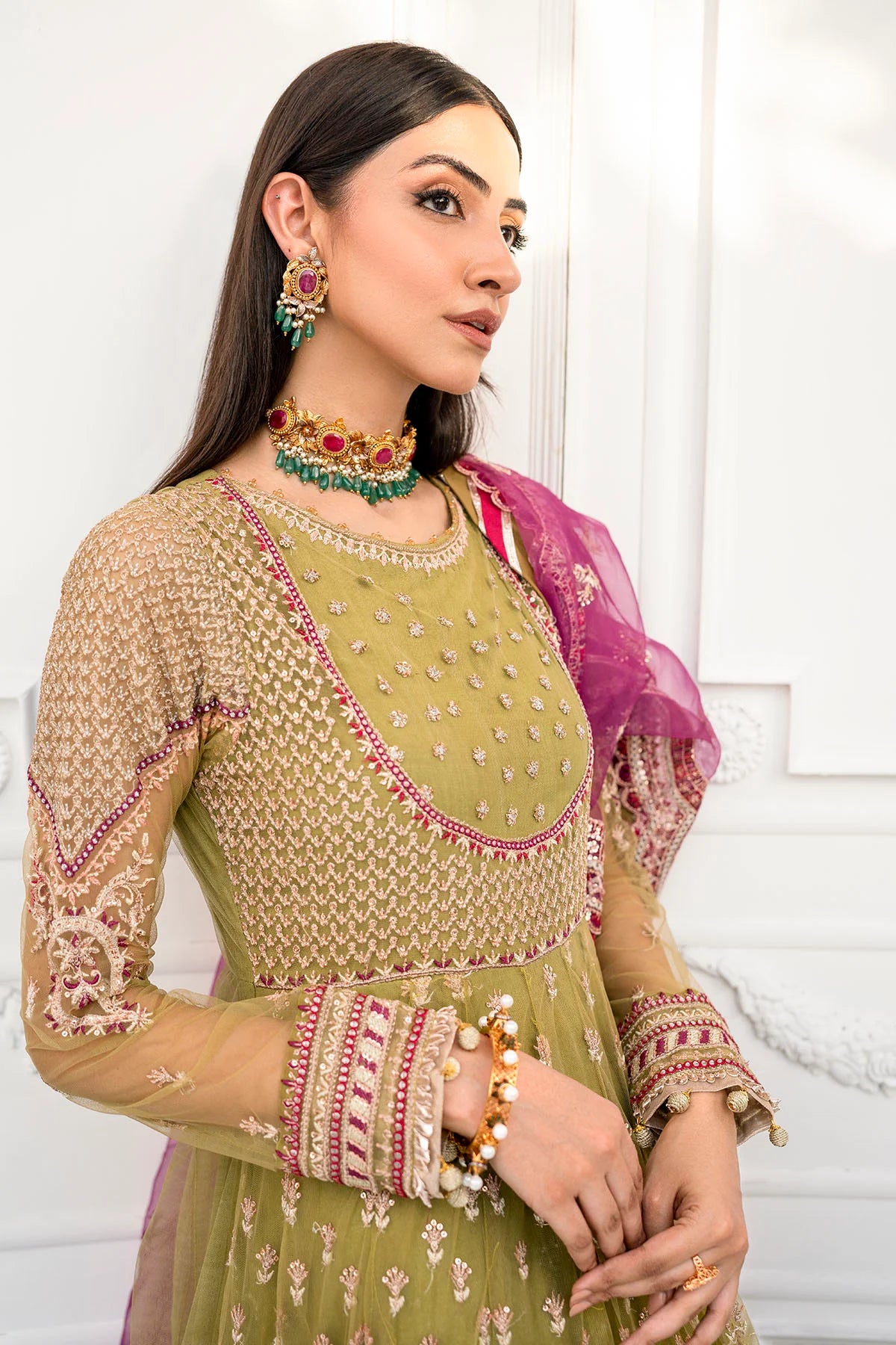 Motifz 3Pc Embroidered Silk Net Suit 4115-ELLA gulbuy.com