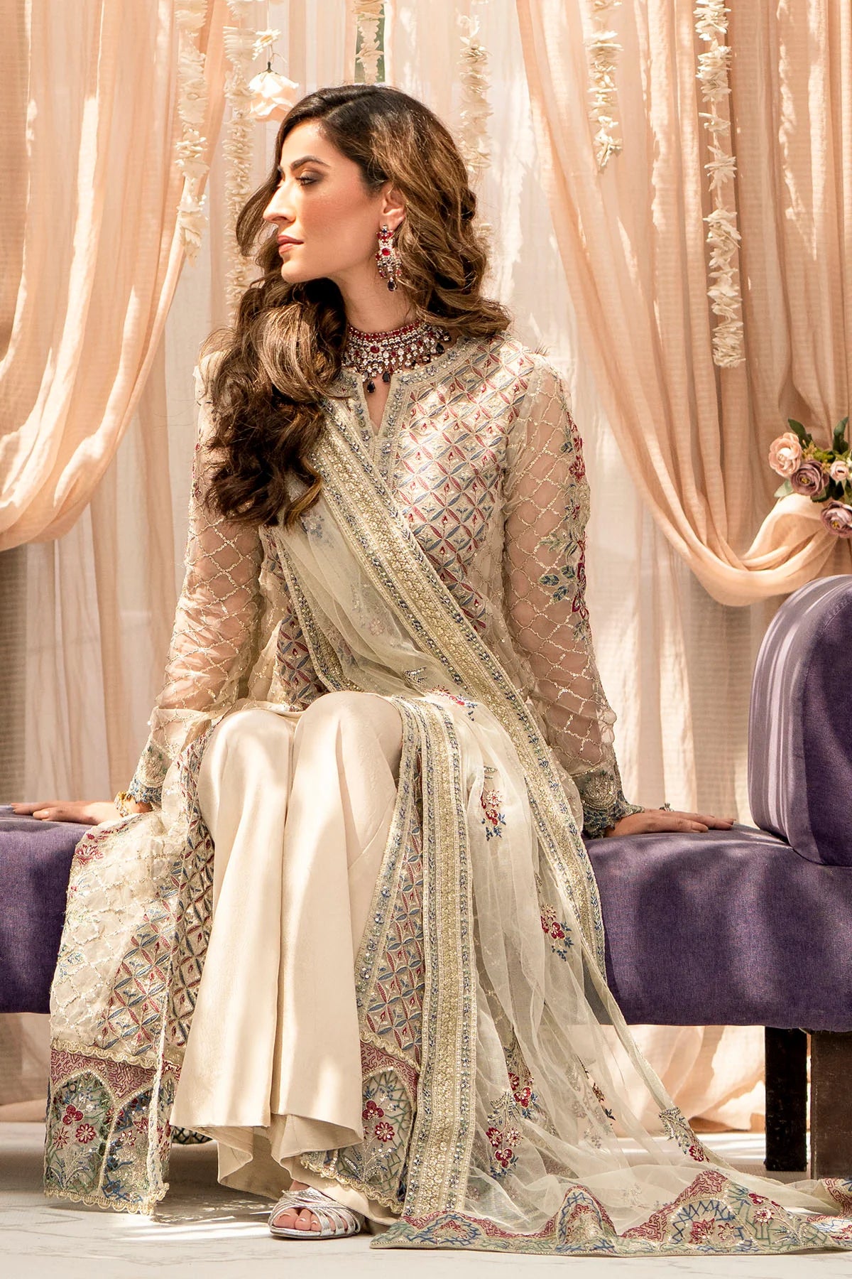 Motifz 3Pc Embroidered Organza Suit 4117-AMAYA gulbuy.com