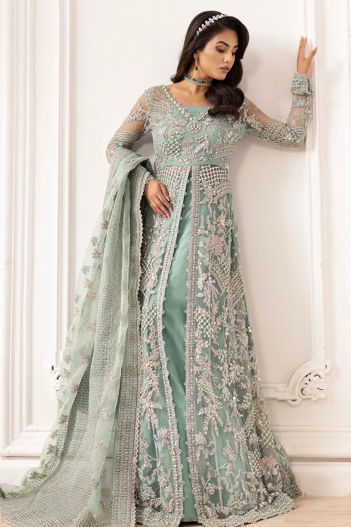 Motifz 3Pc Embroidered Silk Net Suit 4932-AROOSH gulbuy.com