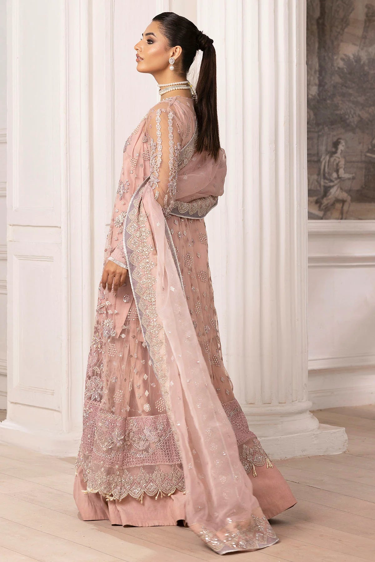 Motifz 3Pc Embroidered Silk Net Suit 4935-AHLAM gulbuy.com