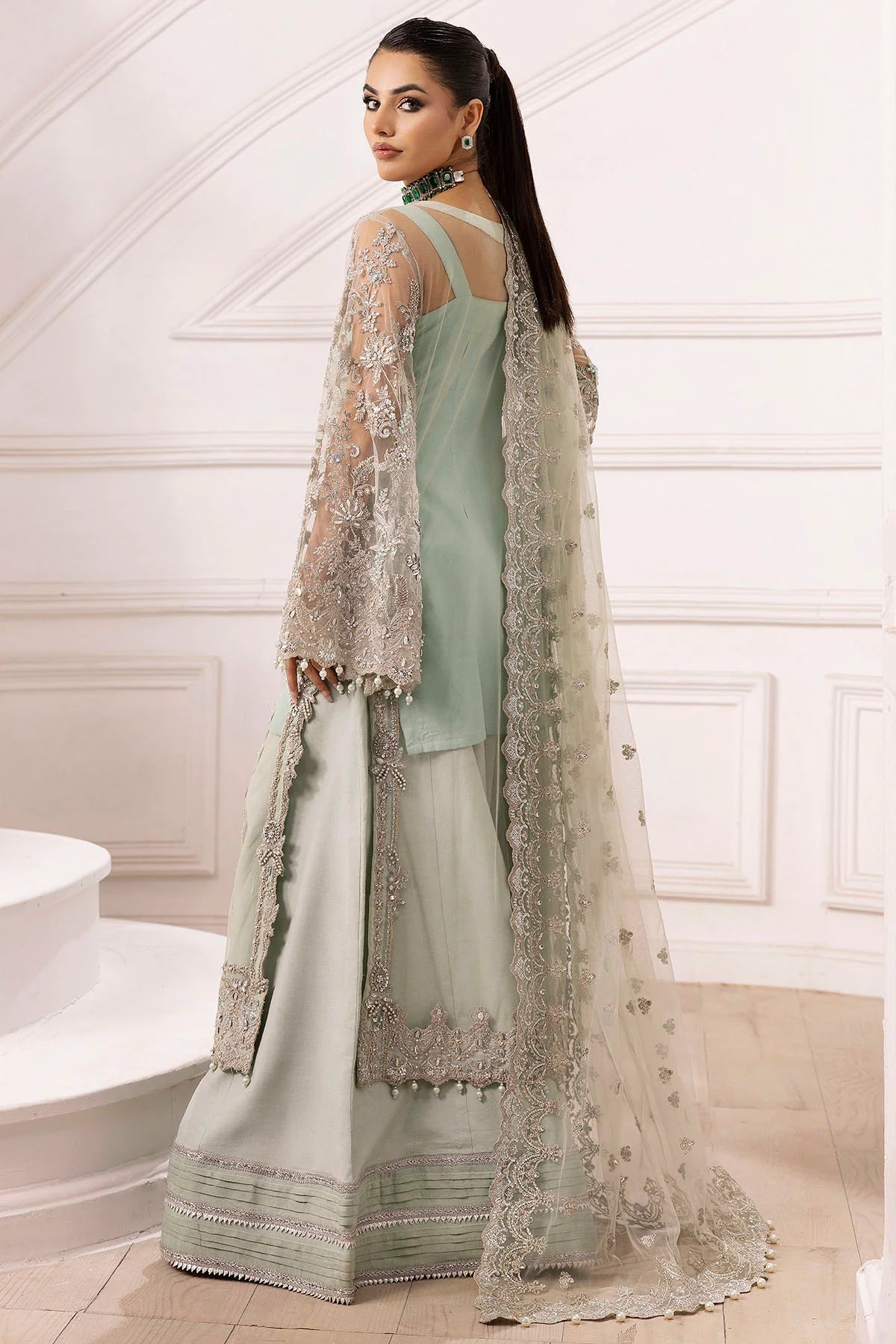 Motifz 3Pc Embroidered Silk Net Suit 4936-JANAN gulbuy.com
