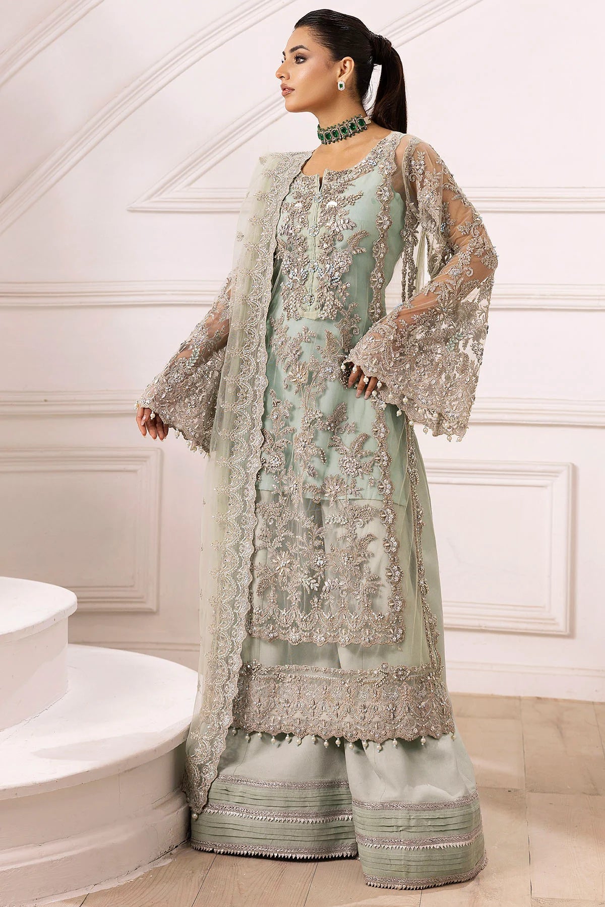 Motifz 3Pc Embroidered Silk Net Suit 4936-JANAN gulbuy.com