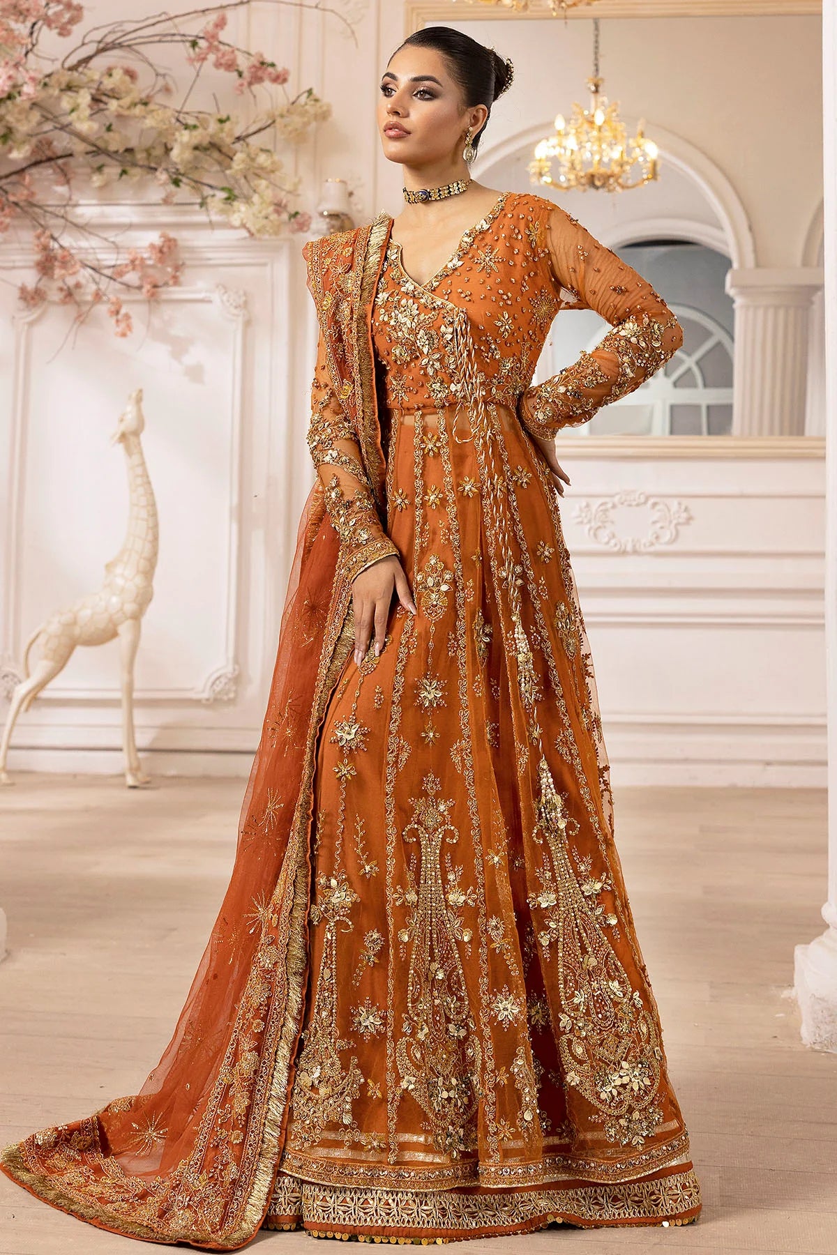 Motifz 3Pc Embroidered Silk Net Suit 4938-RAHA gulbuy.com