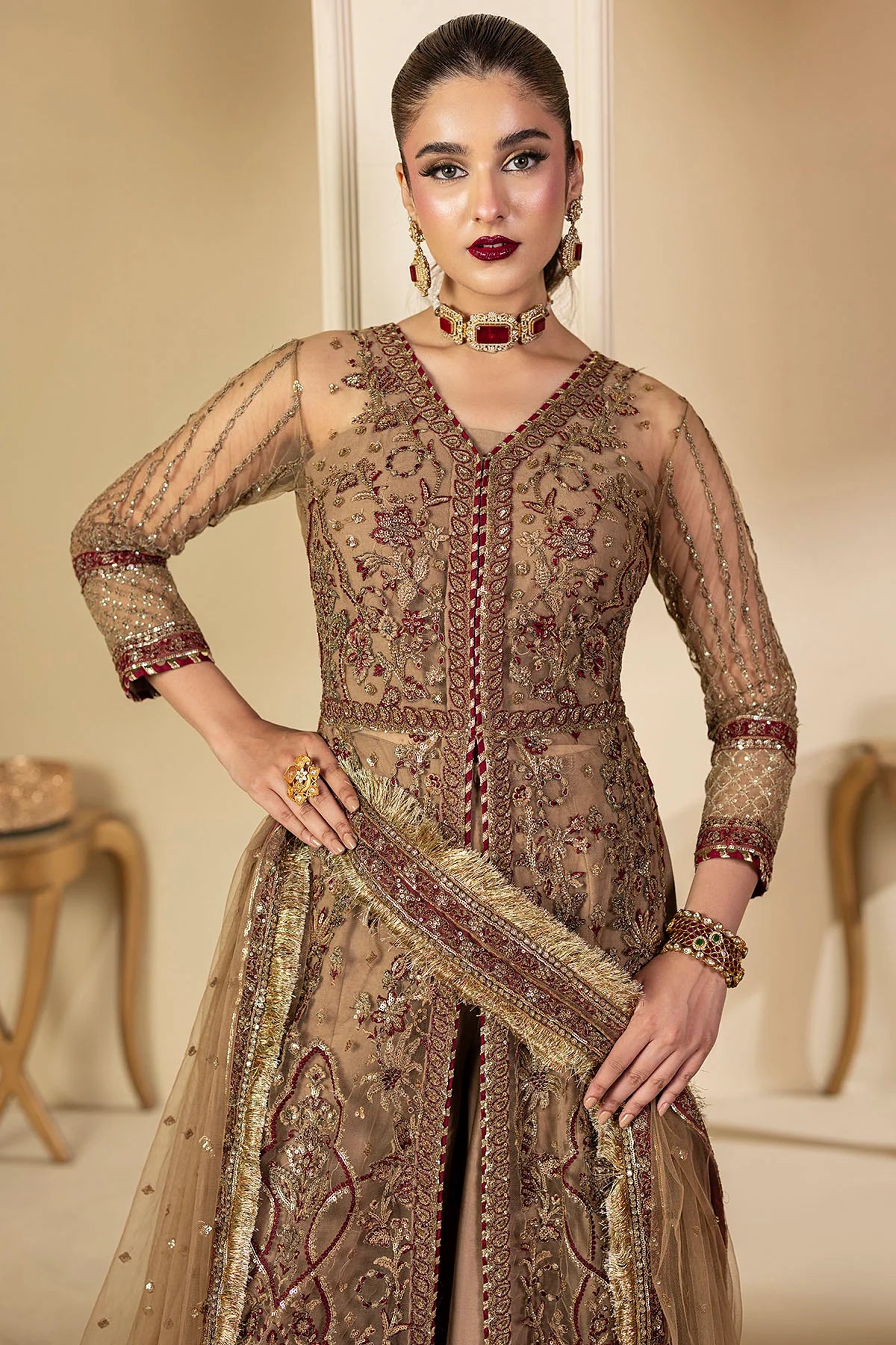 Motifz 3Pc Embroidered Silk Net Suit 5132-MYLAH gulbuy.com
