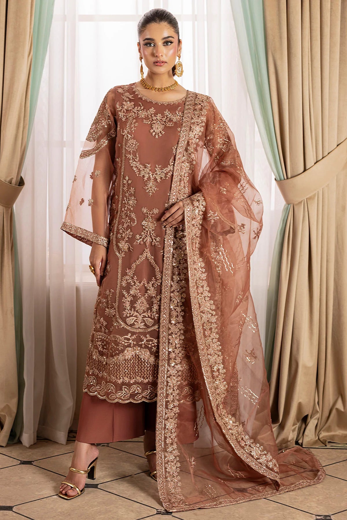 Motifz 3Pc Embroidered Organza Suit 5136-JOURNEE XL gulbuy.com