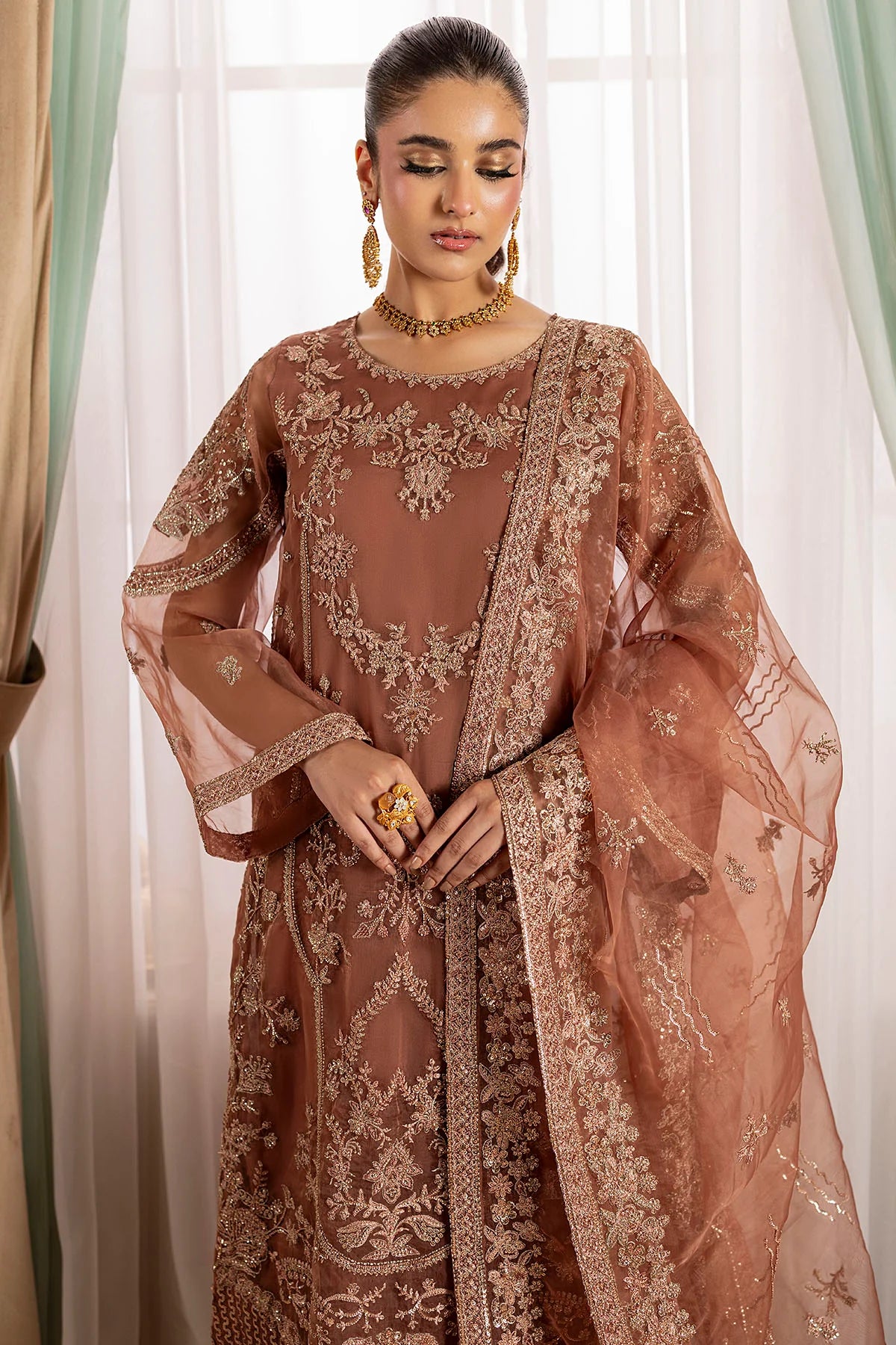 Motifz 3Pc Embroidered Organza Suit 5136-JOURNEE gulbuy.com