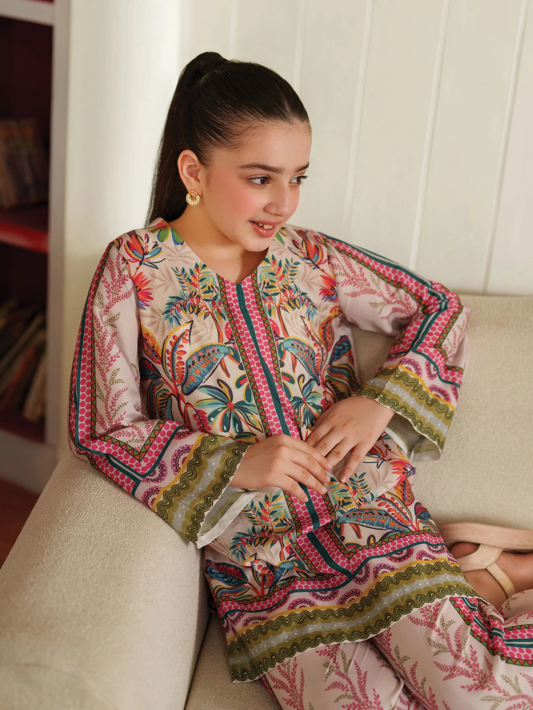 Garnet 2Pc Printed Lawn Kids Suit Rosso gulbuy.com