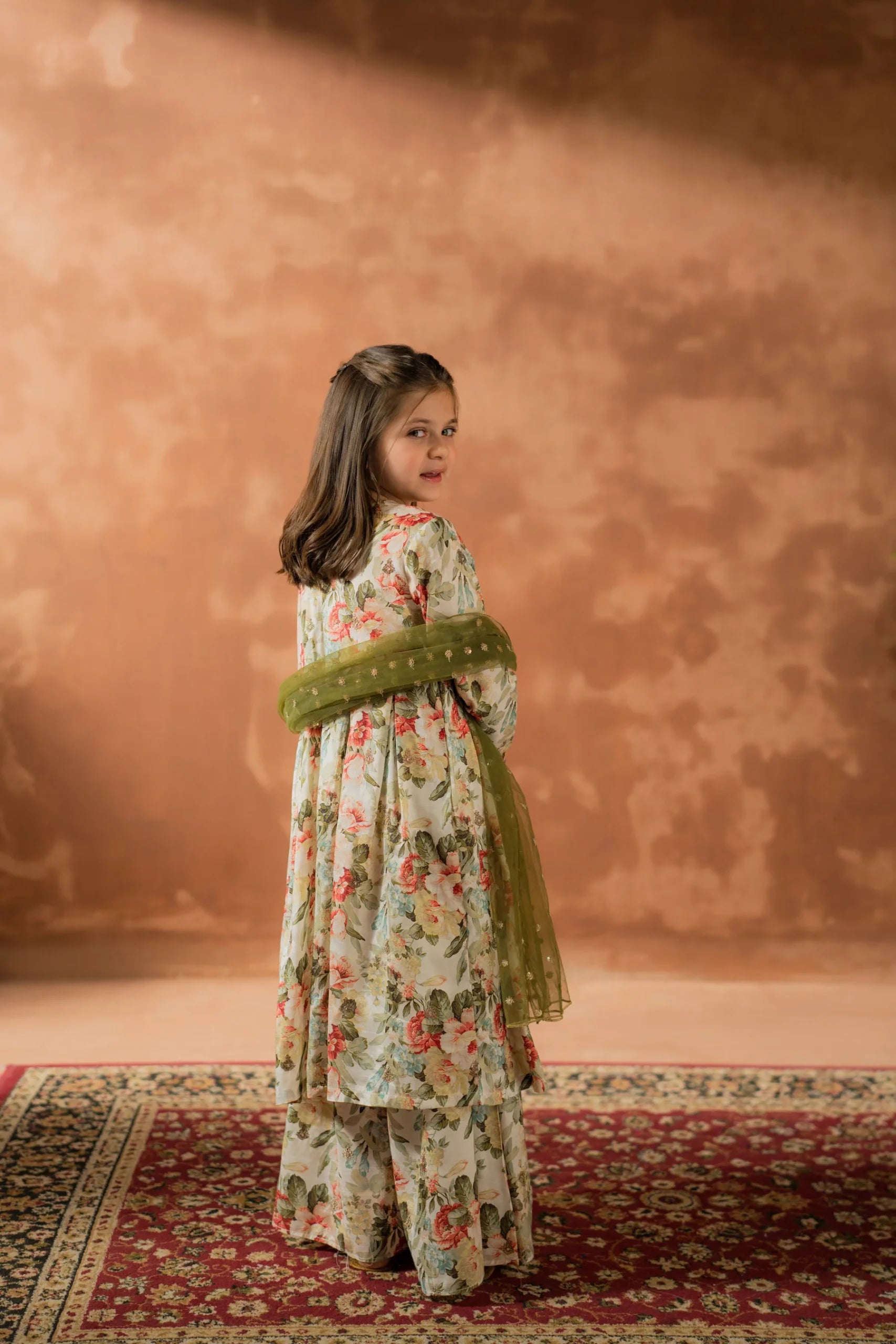 Kastoor 3Pc Embroidered Silk Kids Suit KKG-115 gulbuy.com