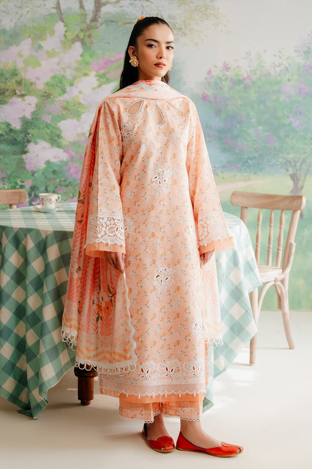 AFROZEH 3PC EMBROIDERED LAWN SUIT (6310-Buttercup)