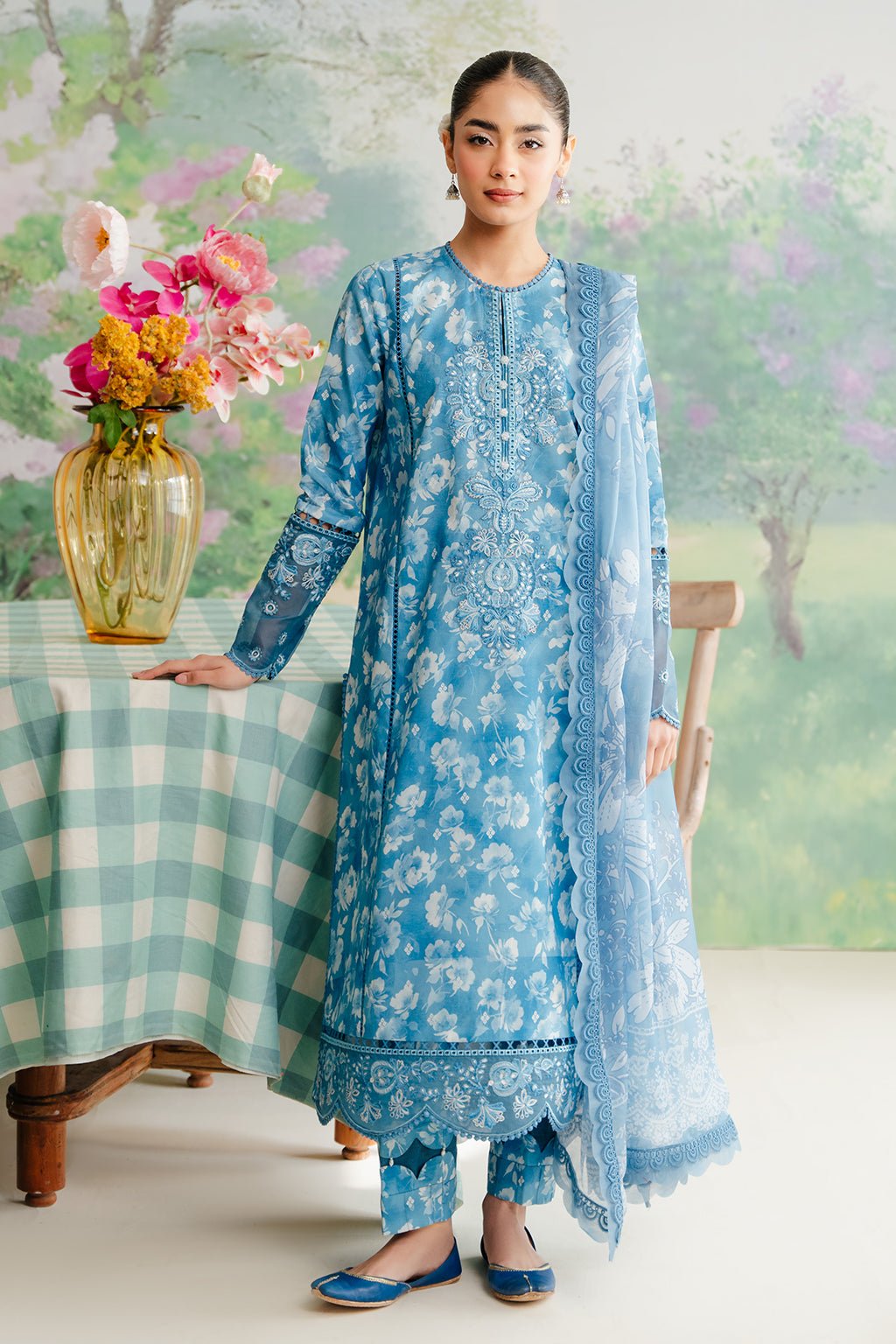 AFROZEH 3PC EMBROIDERED LAWN SUIT (638-Nigella)