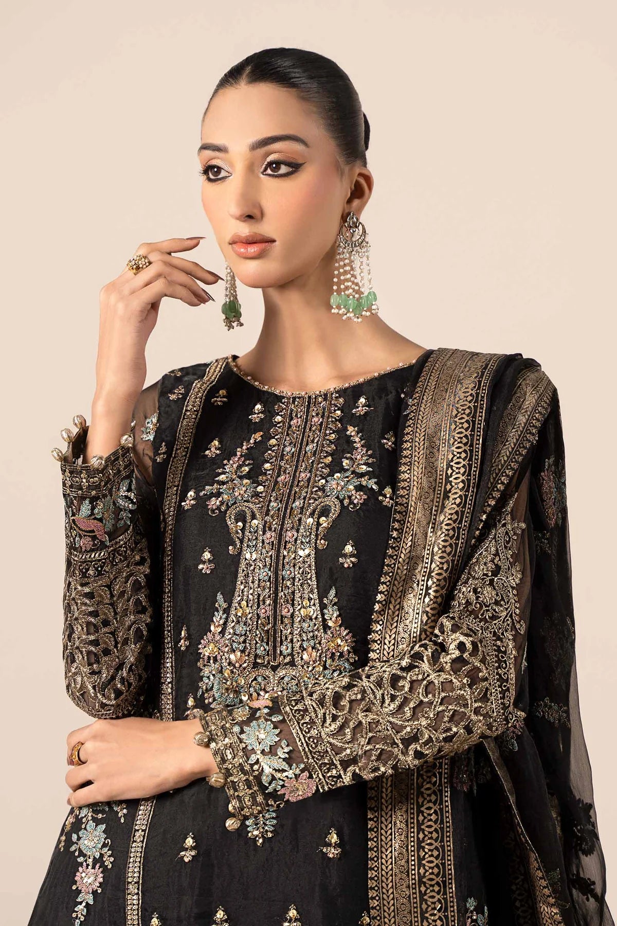 Maria B 3Pc Embroidered Organza Suit SF-EF25-24