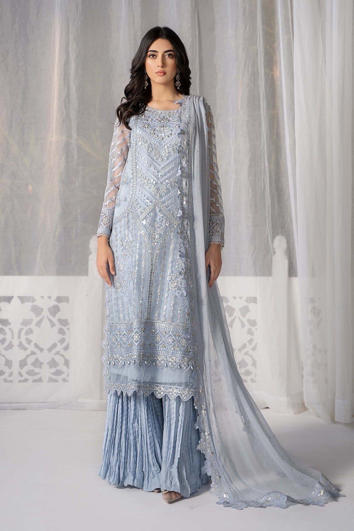 Maria B 3Pc Embroidered Organza Suit (SF-EF24-29)