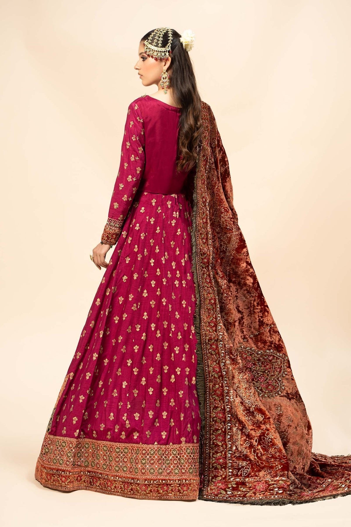 MARIA B 3Pc Embroidered Raw Silk Suit | SF-W24-26