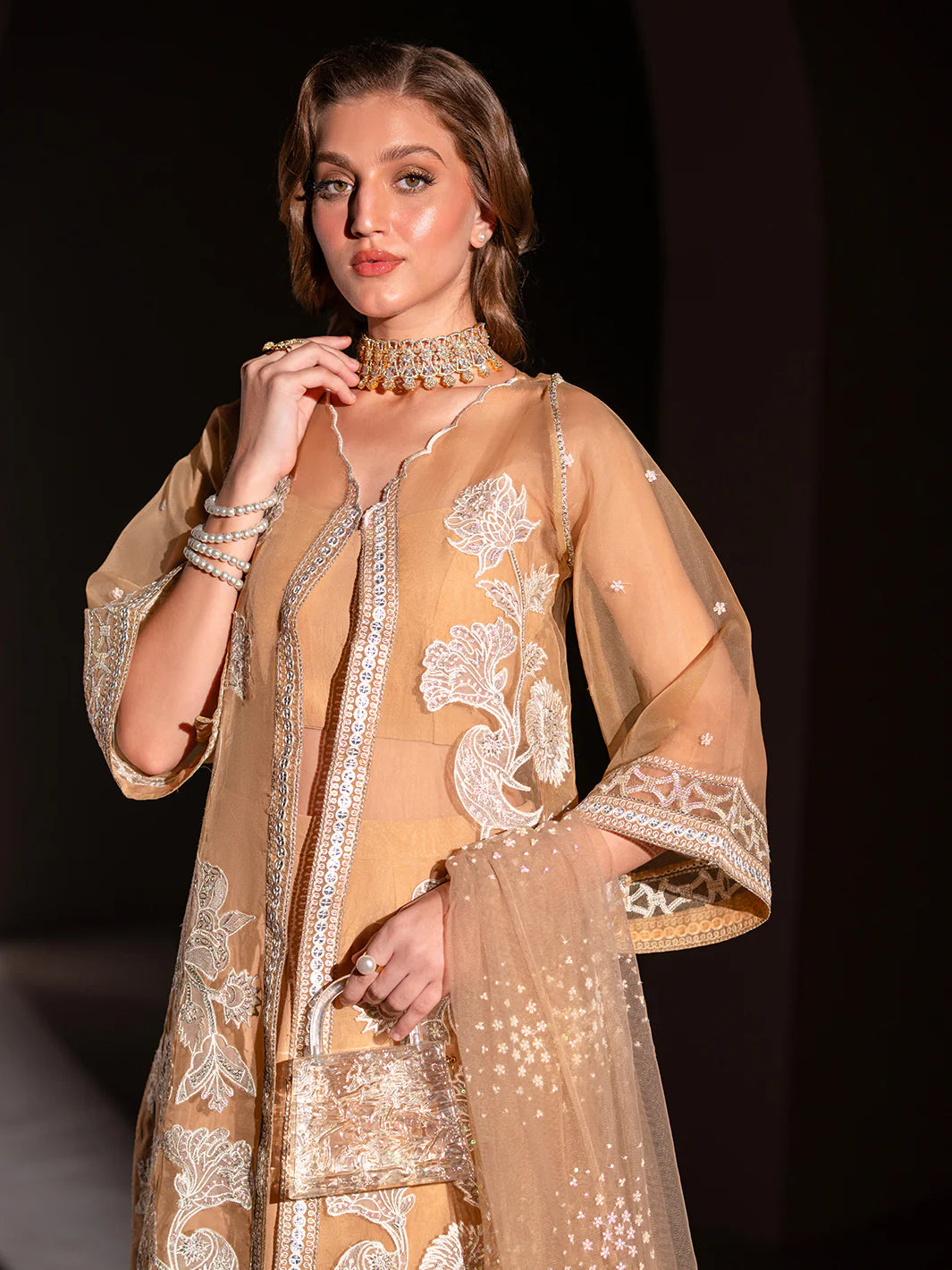 Izel 3Pc Embroidered Raw Silk Suit SLC-012-Kirk gulbuy.com