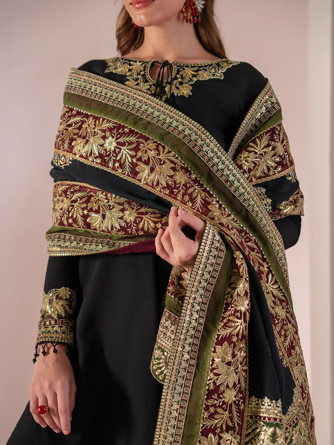 Izel 3Pc Embroidered Raw Silk Suit SLC-013-Echo gulbuy.com