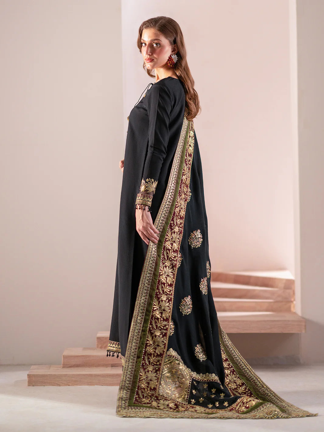 Izel 3Pc Embroidered Raw Silk Suit SLC-013-Echo gulbuy.com