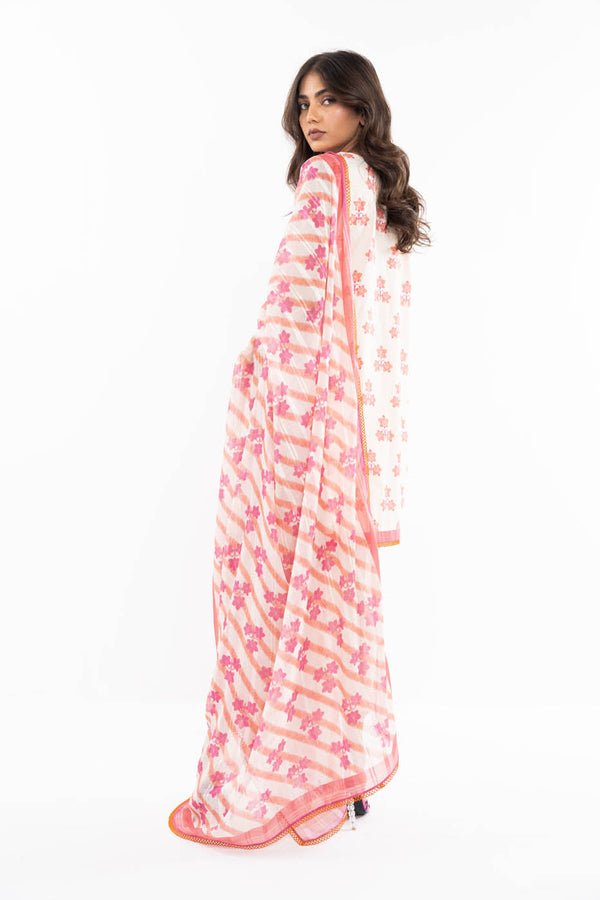 Alkaramstudio 3Pc Printed Lawn Suit (SS-42-24-Cream)