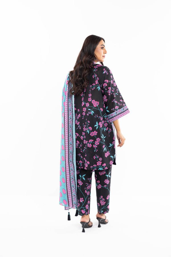 Alkaramstudio 3Pc Printed Lawn Suit (SS-44-24-Black)