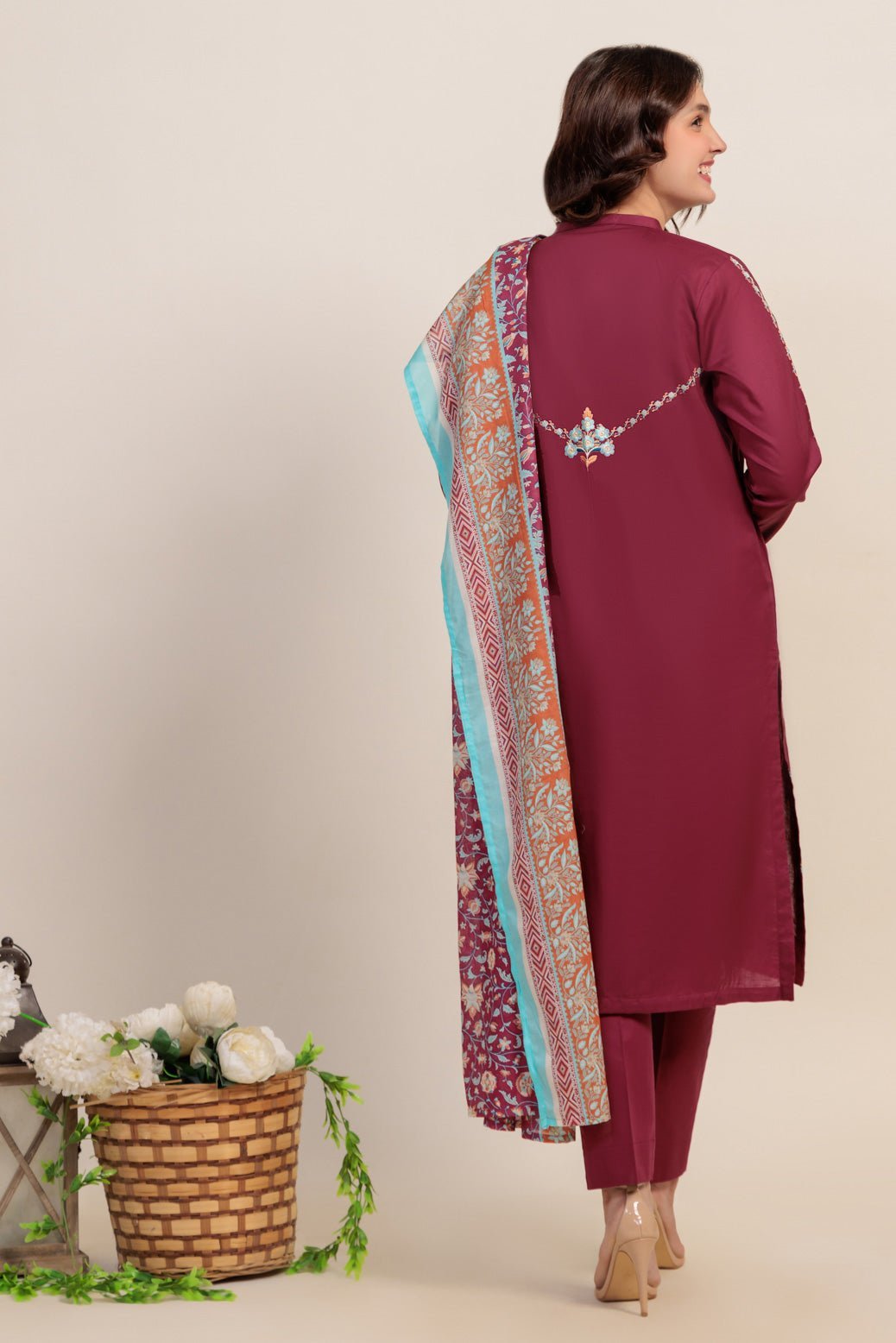 BONANZA SATRANGI 3PC EMBROIDERED CAMBRIC SUIT (SS1243P23)