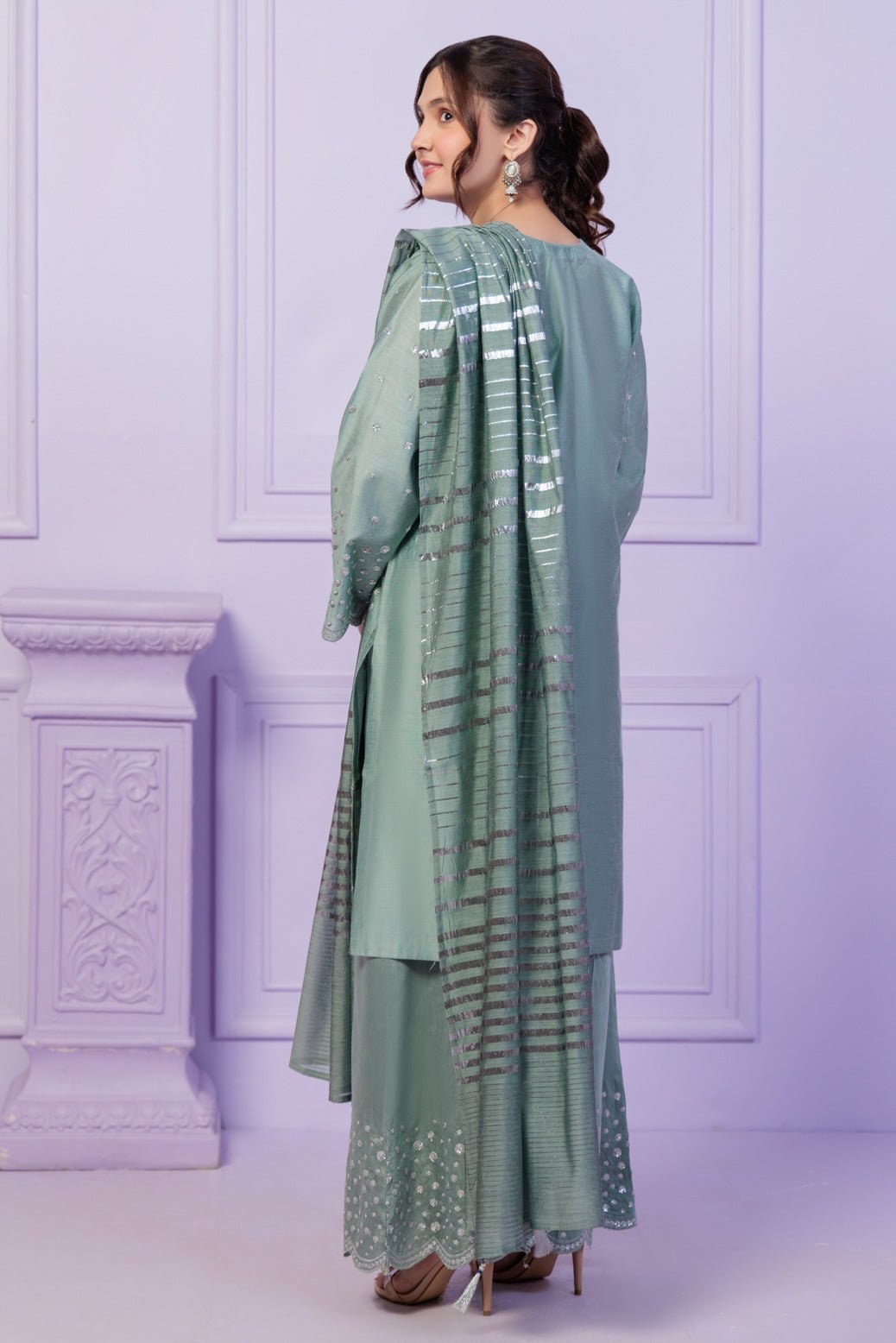 BONANZA SATRANGI 3PC EMBROIDERED RAW SILK SUIT (SS5243P53)