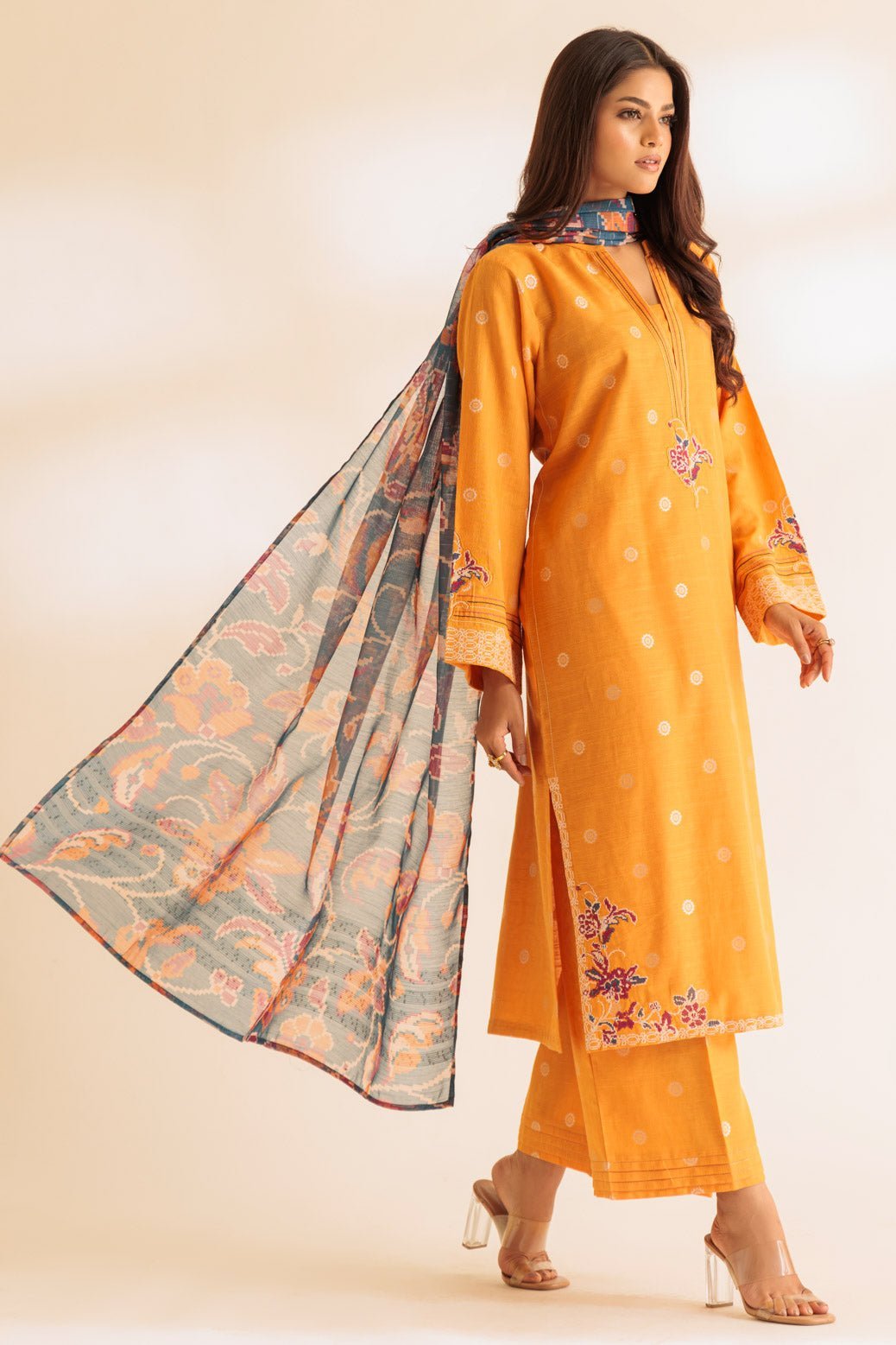 BONANZA SATRANGI 3PC EMBROIDERED JACQUARD SUIT (SS6243P04)