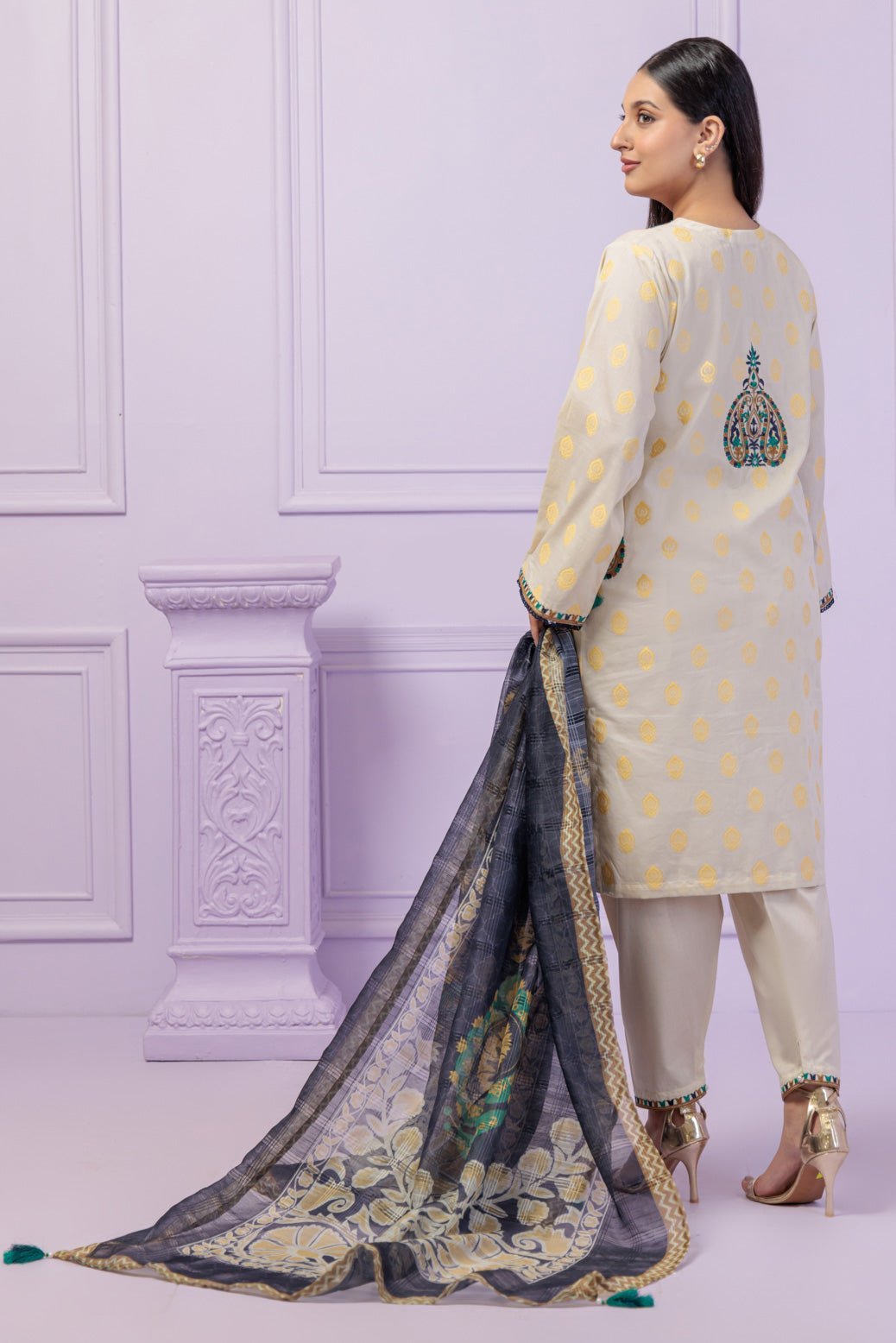 BONANZA SATRANGI 3PC EMBROIDERED JACQUARD SUIT (SS6243P15)