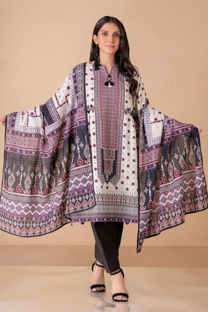 BONANZA SATRANGI 3PC PRINTED KHADDAR SUIT (SWR223P08B)