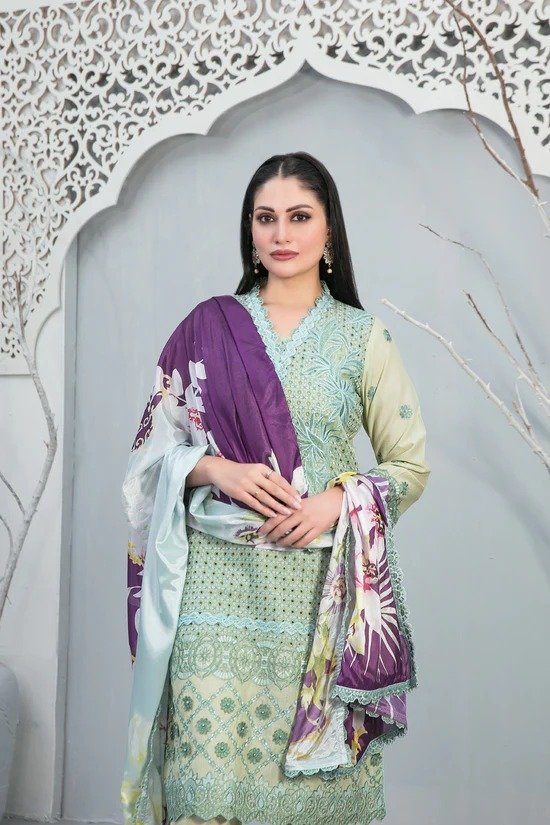Tawakkal 3Pc Embroidered Lawn Suit AS-038 HAYFA gulbuy.com