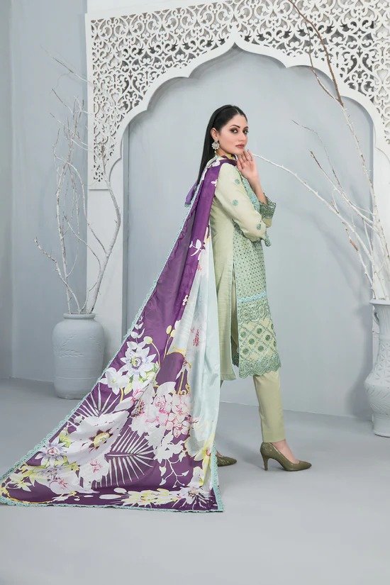 Tawakkal 3Pc Embroidered Lawn Suit AS-038 HAYFA gulbuy.com