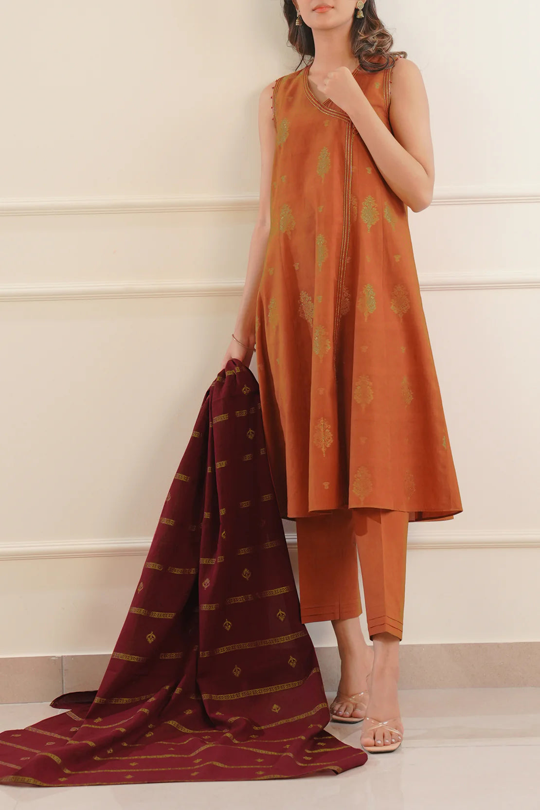 Saya 3Pc Printed Jacquard Suit WUNS-5404 XL gulbuy.com