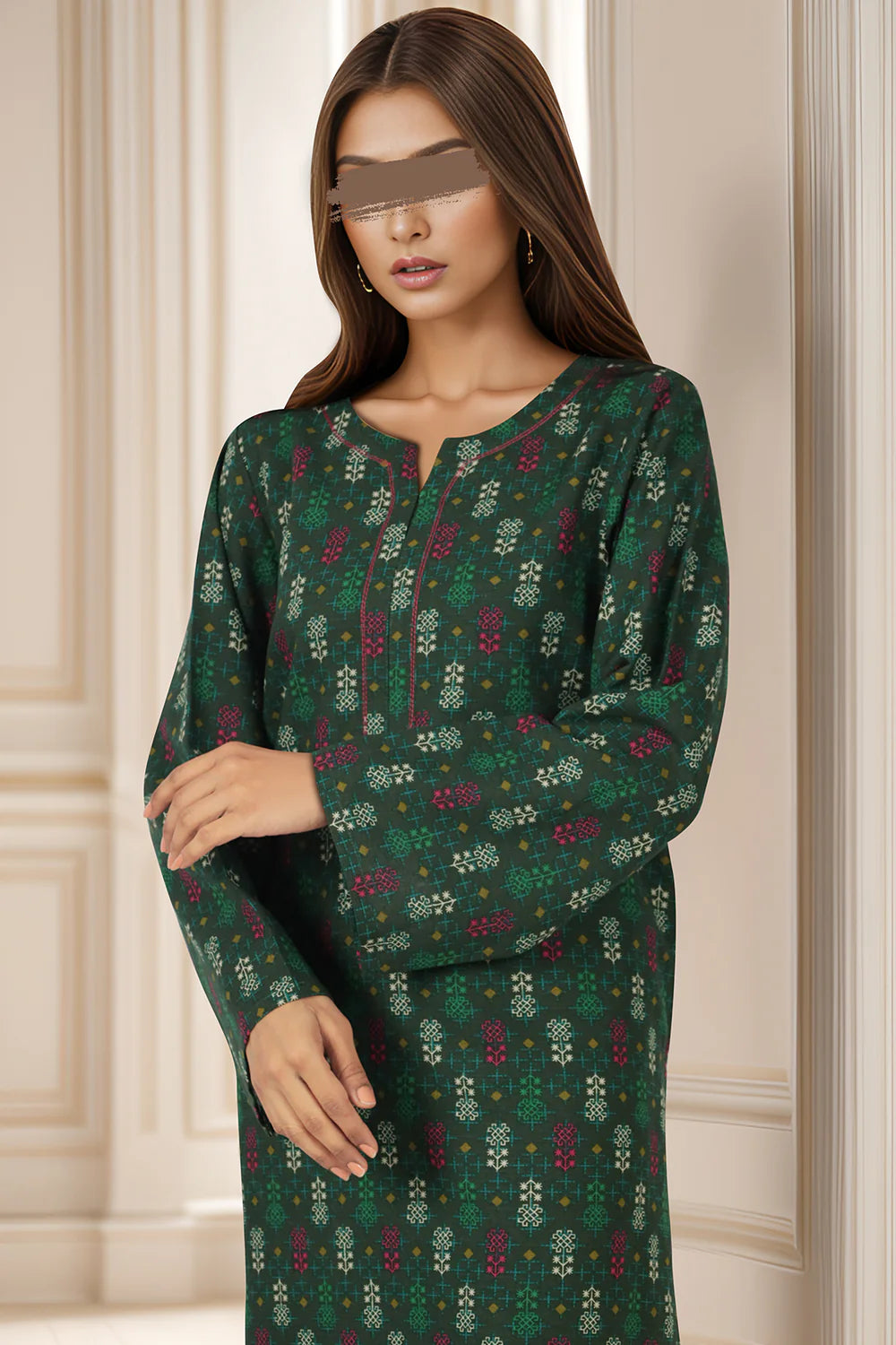 Saya 2Pc Printed Cotton Khaddar (Shirt/Trouser)U07-24271-07A (ST) gulbuy.com
