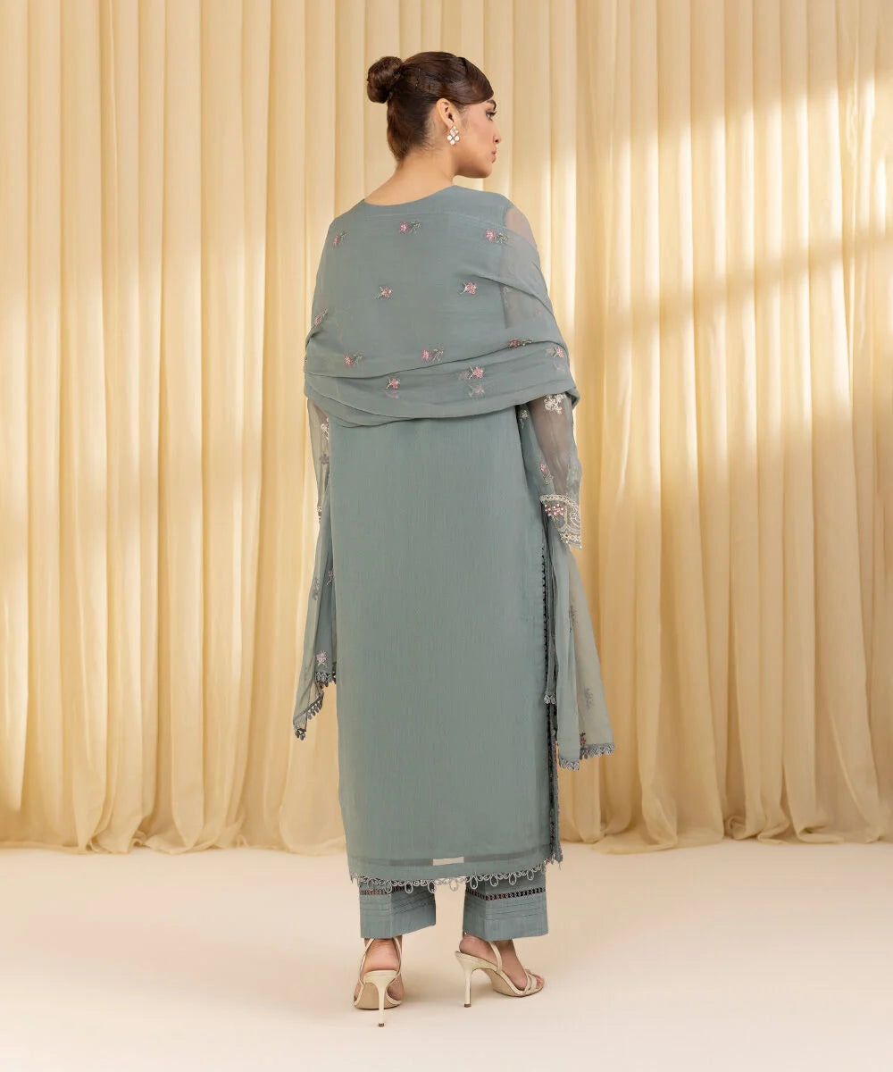 Sapphire 3Pc Embroidered Chiffon Suit U3FEHE25V321 gulbuy.com