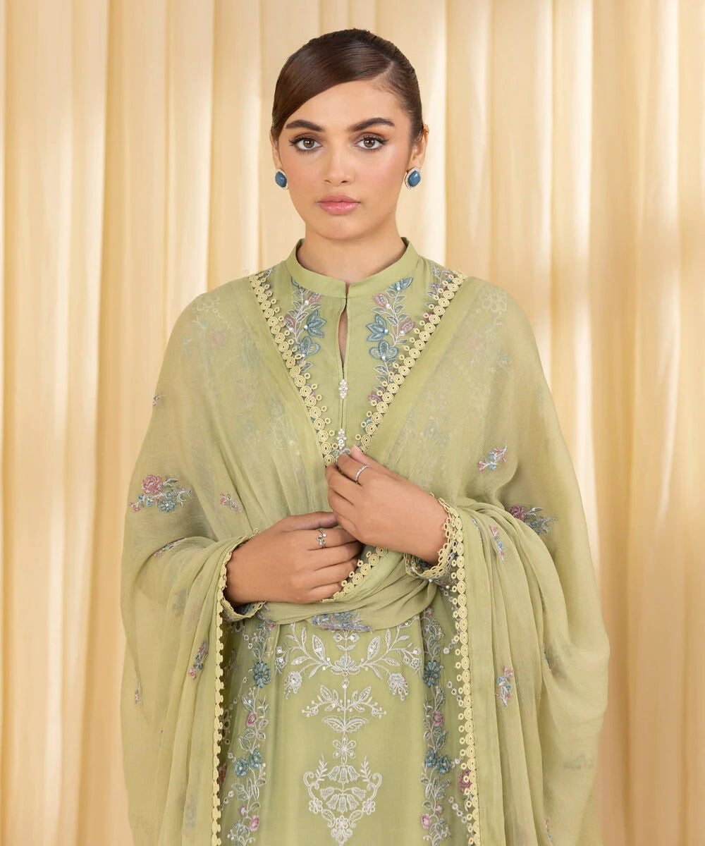 Sapphire 3Pc Embroidered Chiffon Suit U3FEHE25V323 gulbuy.com