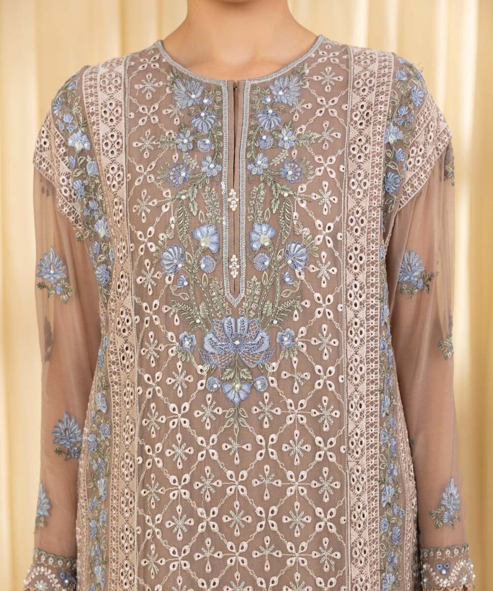 Sapphire 3Pc Embroidered Chiffon Suit U3FEHE25V324 gulbuy.com